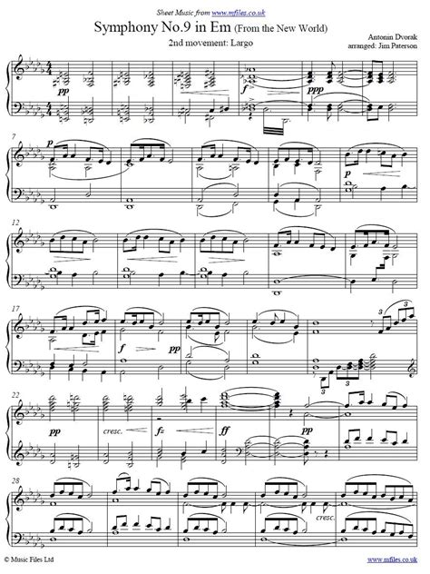 Largo From Dvoraks New World Symphony Arranged For Piano By Jim