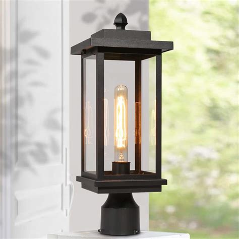 Lnc Modern Light Matte Black Hardwired Outdoor Weather Resistant Post