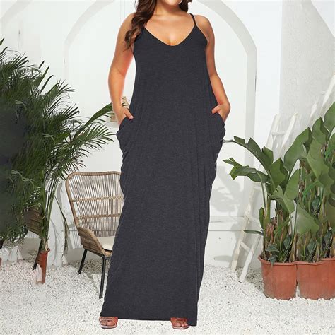 Munlar V Neck Women S Slip Dress Sleeveless Dress Plus Size With