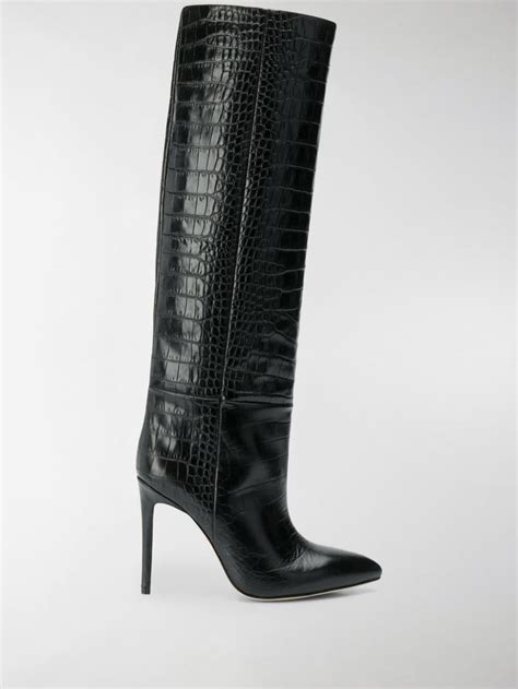 Paris Texas Leather Crocodile Effect Boots in Black - Lyst