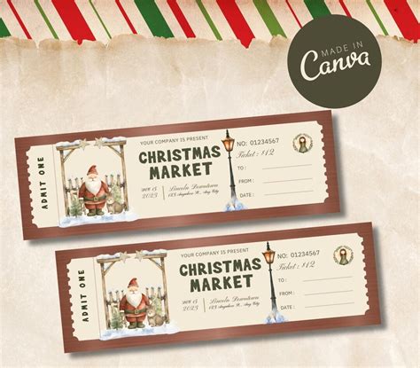 Editable Holiday Event Ticket Printable Ticket Templates Etsy