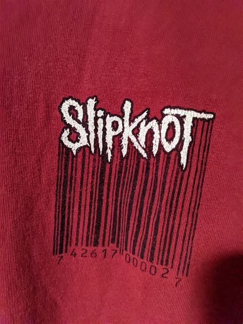 Vintage 1999 Slipknot Band Music Barcode Red Maroon X Gem