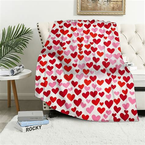 Nawypu Valentine Throw Blanket Hearts Throw Blanket Flannel Couch