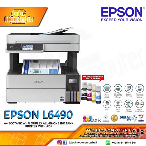 PRINTER EPSON L6490 A4 Ecotank Wi Fi Duplex All In One InkTank Printer