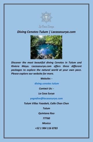 Ppt Diving Cenotes Tulum Lacasasurya Powerpoint Presentation Free