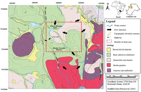 Simplified Geological Map Of Study Area Showing The Flow Direction Of