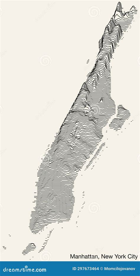 Topographic Exaggerated Relief Map Of Manhattan New York City Stock