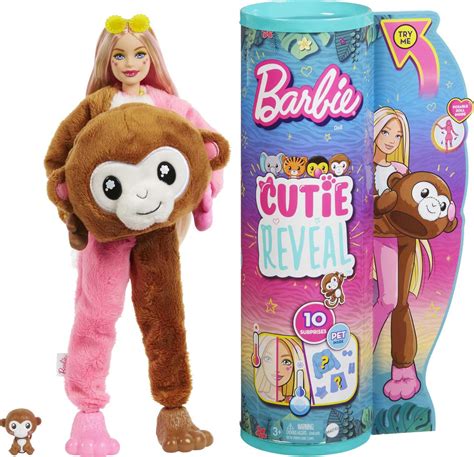 Fun Barbie Cutie Reveal Chelsea Doll and Monkey-Themed Set with Jungle ...