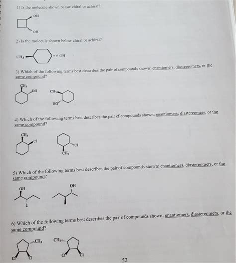 Solved Is The Molecule Shown Below Chiral Or Achiral Oh Chegg