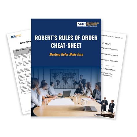 Robert S Rules Of Order Cheat Sheet Amc Governance Solutions