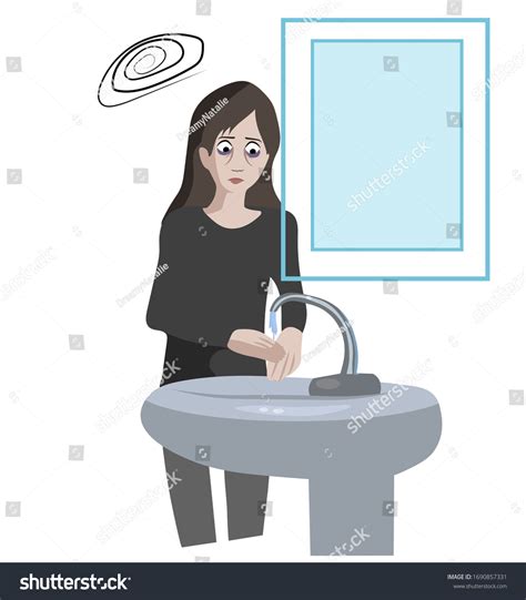 Obsessivecompulsive Disorder Girl Washing Her Hands Stock Vector