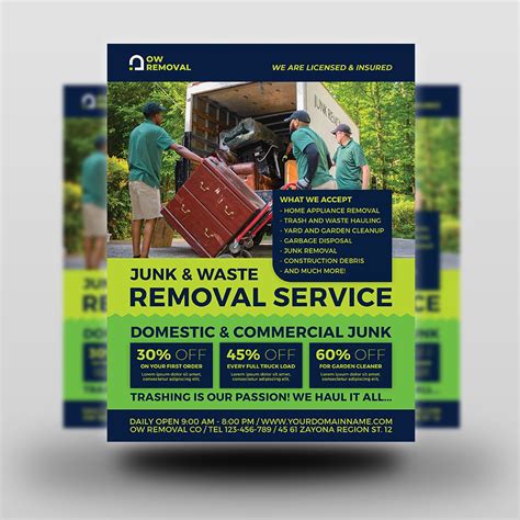 Junk Removal Services Flyer Template Canva Template Flyer Editable