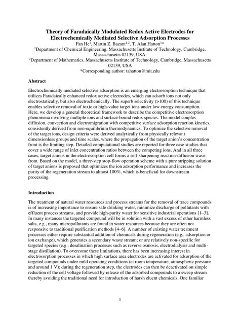 Pdf Theory Of Faradaically Modulated Redox Active Electrodes For