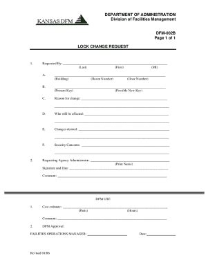 Fillable Online Da Ks Lock Change Request Form Brock University Fax