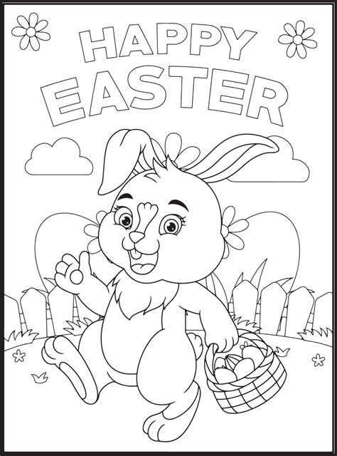 Happy Easter Coloring Pages For Kids 19549175 Vector Art At Vecteezy