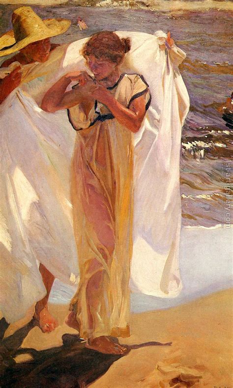 Saliendo Del Bano Leaving The Bath Painting By Joaquin Sorolla Y