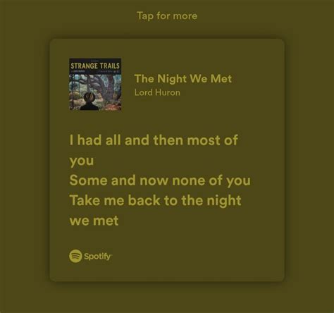 The Night We Met Spotify Lyrics Lord Huron