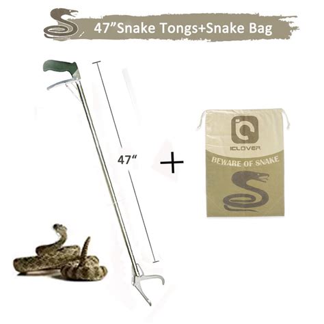 IClover 47 Snake Tongs Snake Reptile Bag Reptile Grabber Rattle