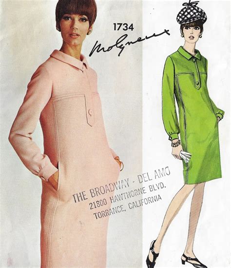 S Molyneux Womens Sleek One Piece Dress Vogue Sewing Pattern