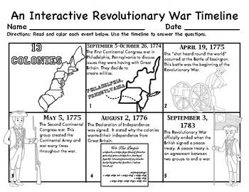 Revolutionary War Timeline Activities by The Handout Factory | TpT