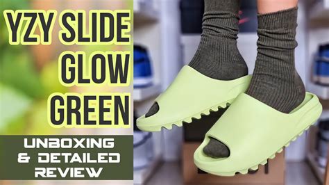 Adidas Yeezy Slide Glow Green Unboxing And Detailed Review Youtube