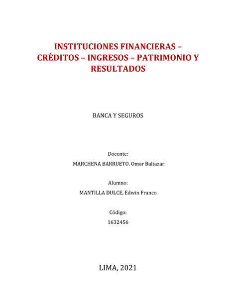 Entidades Financieras Que Forman Del Sistema Financiero Peruano