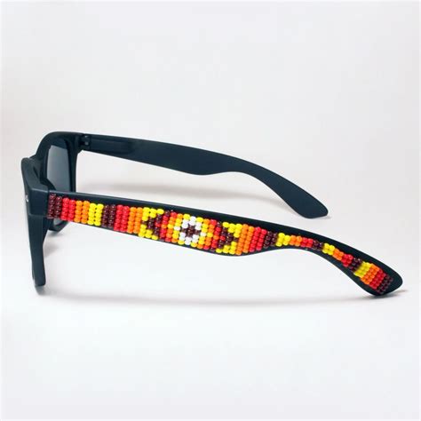 Beaded Black Matte Sunglasses Fire Colors By Beyond Buckskin Boutique