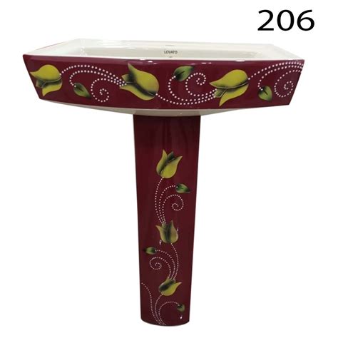 Lovato Maroon Ceramic Pedestal Wash Basin For Bathroom Model Name