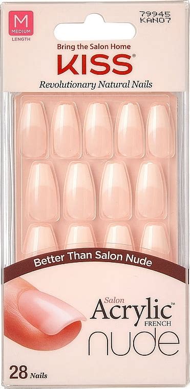 Kiss Salon Acrylic French Nude Leilani False Nail Set Size M Makeupuk