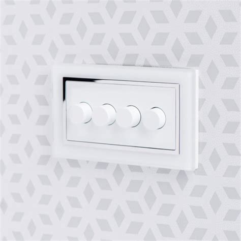 Retrotouch Crystal White Chrome Trim 4 Gang 2 Way Rotary Intelligent