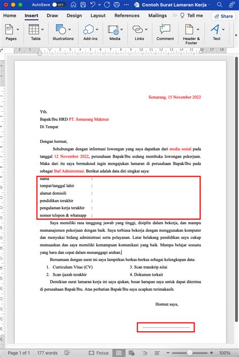 Contoh Surat Lamaran Kerja Word Edit Hot Sex Picture