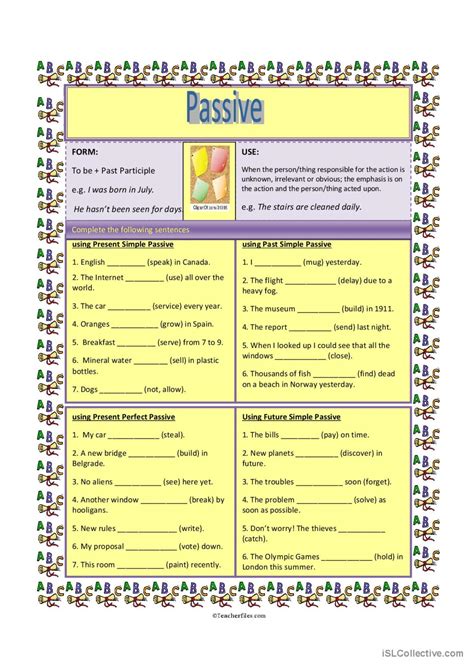 Passive Voice General Gramma English Esl Worksheets Pdf And Doc