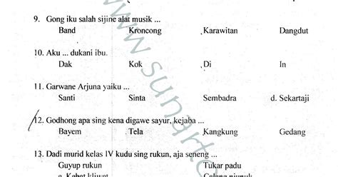 UAS Ujian Akhir Semester Bahasa Jawa Halaman 2 SD Kelas 4 TA 2016