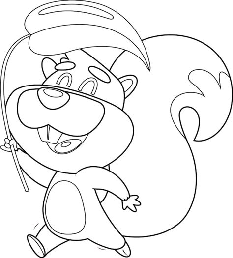 Premium Vector Outlined Happy Squirrel Cartoon Character Running