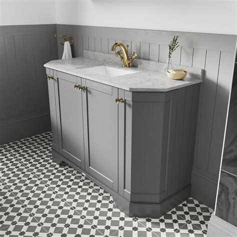 Old London By Hudson Reed Mm Door Angled Vanity Unit Grey