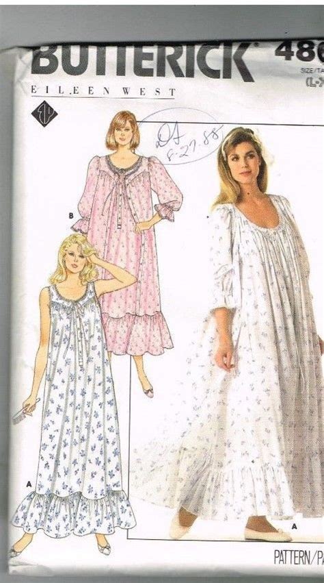 Nightgown Pattern Butterick 4864 Eileen West L Xl 16 To 22 Uncut 1987