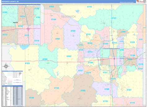 Sedgwick County, KS Wall Map Color Cast Style by MarketMAPS - MapSales