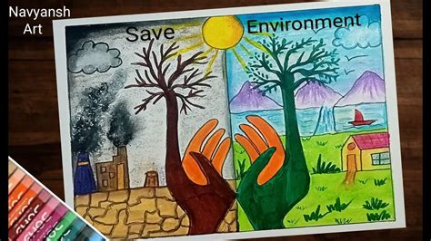 Save Nature Save Environment Poster Drawing Step By Step World