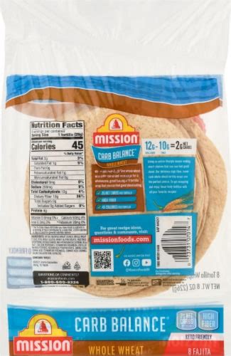 Mission Carb Balance Low Carb Whole Wheat Fajita Tortillas Ct