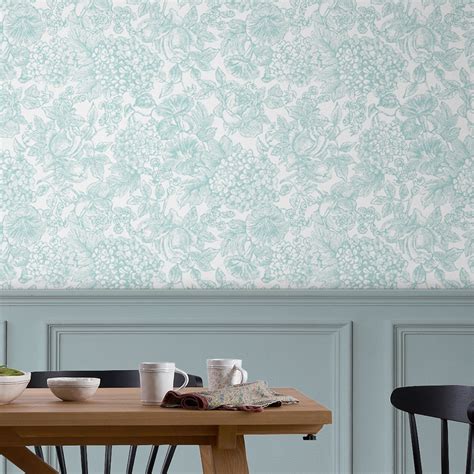 Laura Ashley Louise Duck Egg Blue Wallpaper