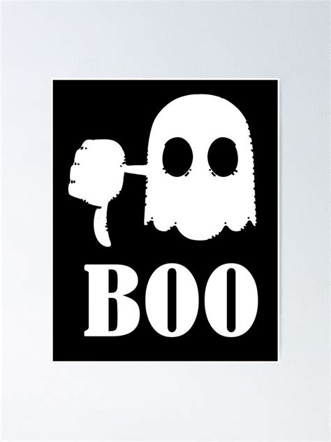 Boo Thumbs Down Ghost Black And White Poster By Pajamurai Redbubble