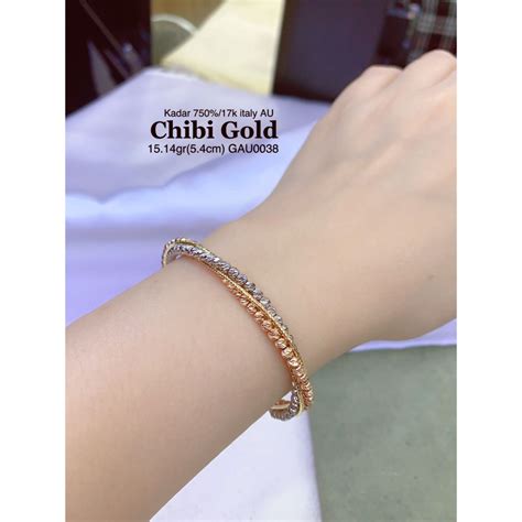 Jual Gelang Tangan Emas Italy AU 750 Kadar 17K GAU0038 Chibi Shopee