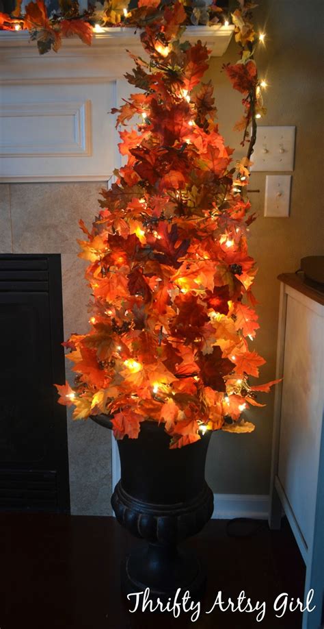 Thrifty Artsy Girl Easy DIY Fall Leaves Potted Topiary Tree From A