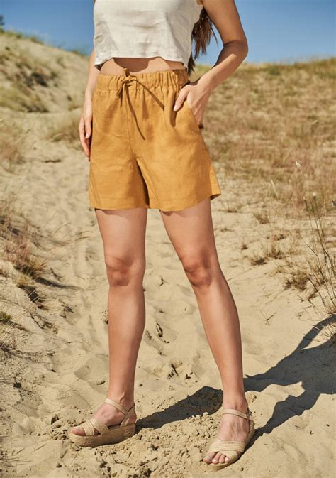 Linen Drawstring Shorts Kaia Linenhandmadestudio