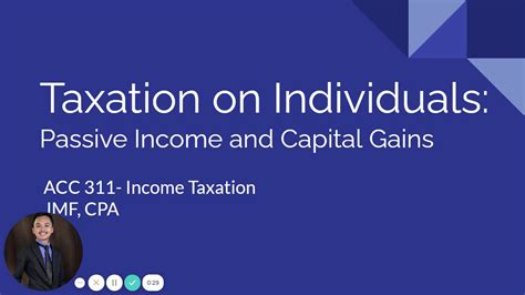 Tax Taxation On Individuals Passive Income And Capital Gains Train Law Youtube