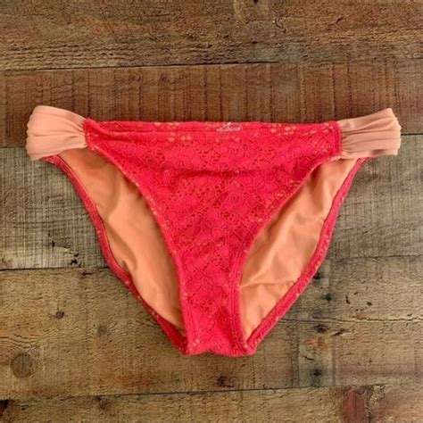 California Waves Swim California Waves Womens Size Medium Coral Pink Lace Bikini Bottom