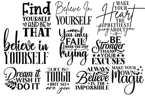 10 Inspirational Quotes Svg Bundle Graphic By Tawhid · Creative Fabrica