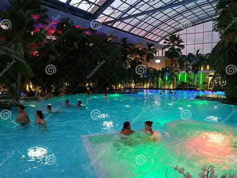 Therme Bucharest Palm Zone In The Night Editorial Photography Image