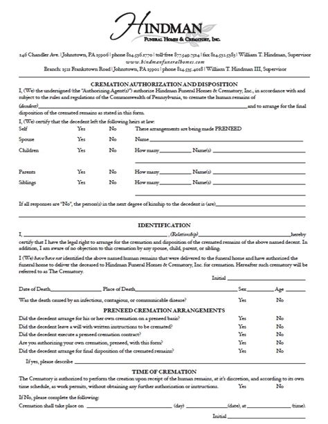 Cremation Form 627