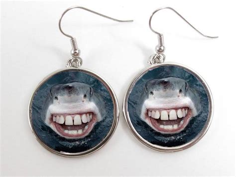 Sharks With Human Teeth Great White Shark Funny Earrings Drop Dangling Humour Cute Funny T